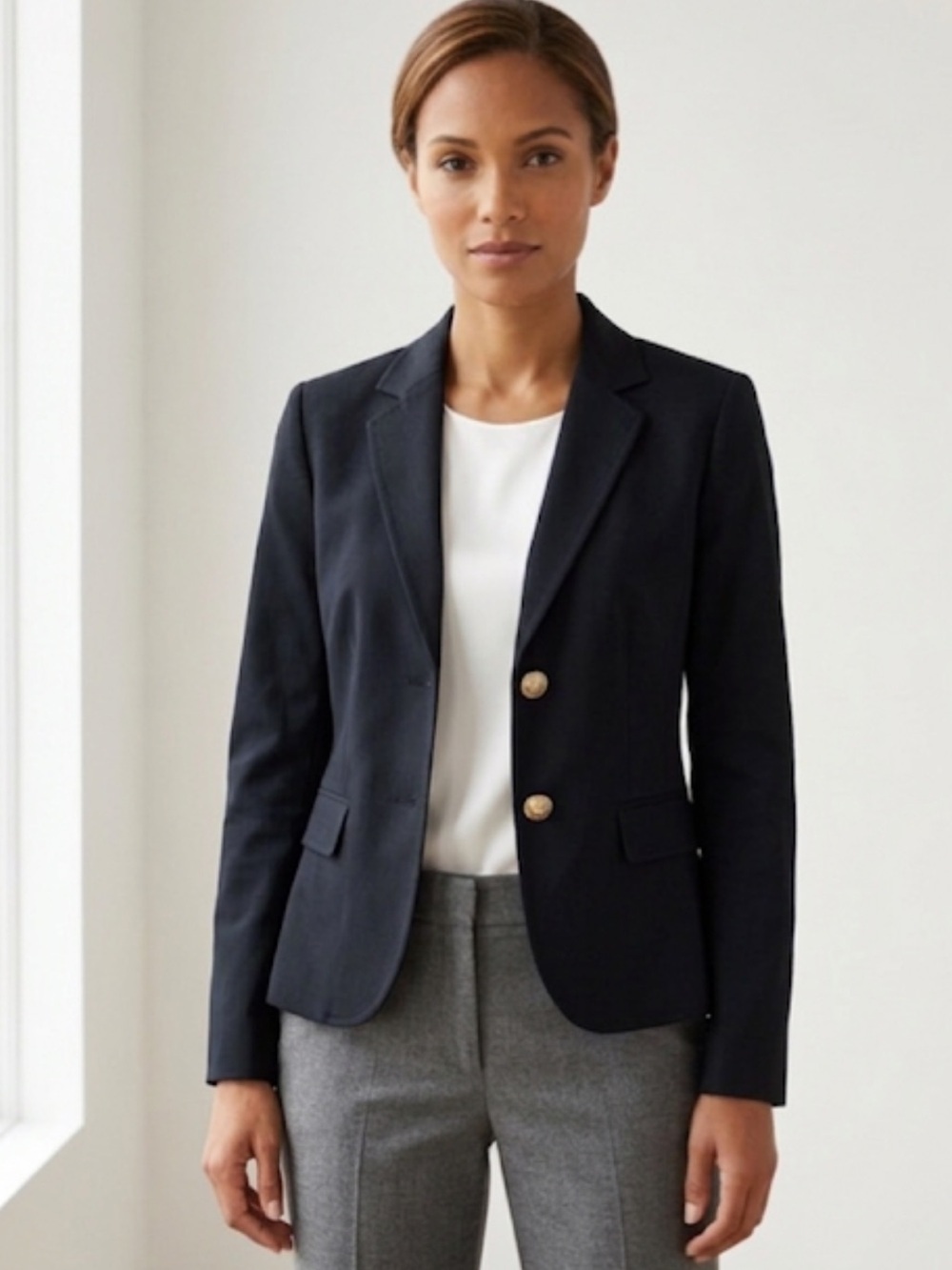 Calvin Klein Dark Navy Blazer – Size 6 | Power‑Chic Workwear | Quiet‑Luxury